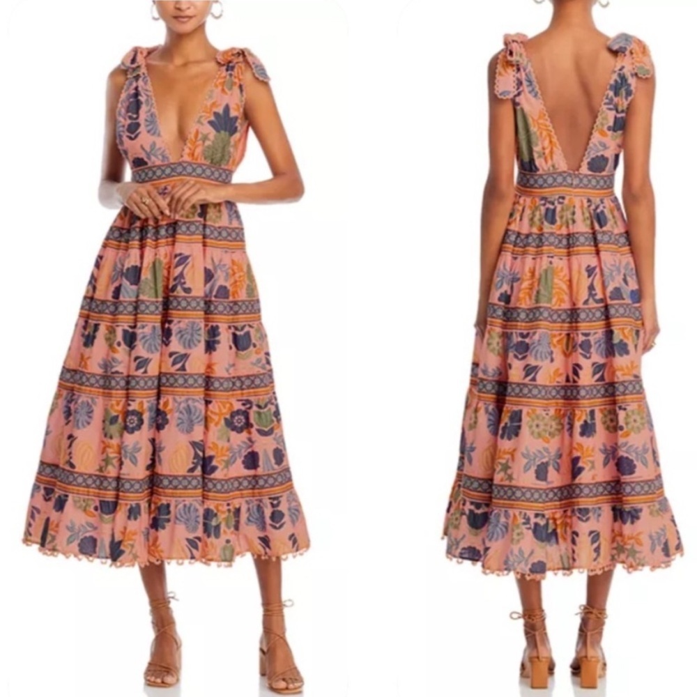 Farm Rio Seashell Tapestry Midi Dress In size Large - Picture 2 of 16